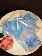 Blue high-gloss organza panties. 42/44, Handmade, Verzenden, Blauw, Slip