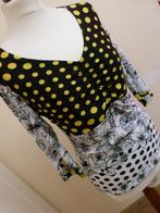 elisa baia top maat S 36 bloemen polkadot geel zwart wit, Overige kleuren, Ophalen of Verzenden, Lange mouw, Maat 36 (S)