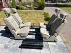 4 beige leren stoelen 3p gordel isofix camper oldtimer bus, Ophalen of Verzenden, Zo goed als nieuw