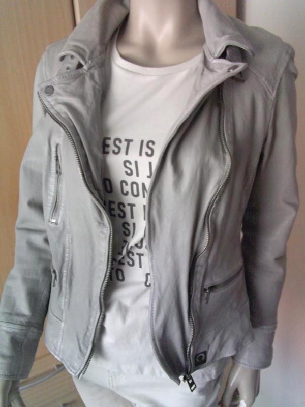 OAKWOOD grijs leren bikerjack maat L[M], Kleding | Dames, Jasjes, Kostuums en Pakken, Gedragen, Jasje, Maat 38/40 (M), Grijs, Verzenden