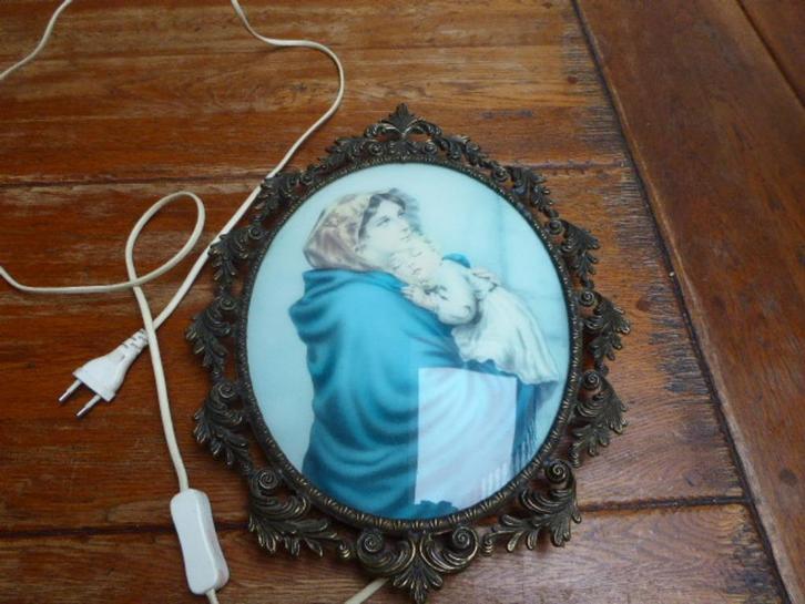 Barok lijst met afbeelding Maria met lamp, Antiek en Kunst, Antiek | Religie, Ophalen of Verzenden