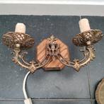 Wandlampje,Mid-Century,Messing,Kapje,Messing,Kaarsfittingen, Ophalen of Verzenden