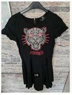 Zwarte jurk met roze grijze tijger Maat m h3, Kleding | Dames, Jurken, Maat 38/40 (M), Zwart, Onbekend, Ophalen of Verzenden