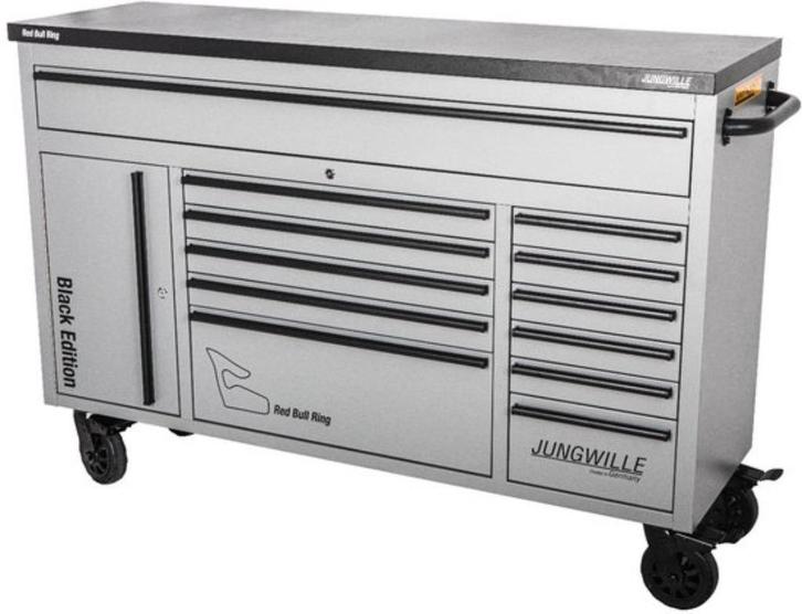 Jungwille Gereedschapwagen Red Bull black edition € 3.250 ex, Doe-het-zelf en Verbouw, Gereedschapskisten, Nieuw, Gevuld, Ophalen