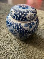 Delfts Blauw Potje met Bloemen, Gebruikt, Blauw, Aardewerk of Porselein, Ophalen of Verzenden