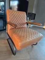 Eleonora Lederen fauteuil met metalen frame, Ophalen, 75 tot 100 cm, Zo goed als nieuw, Industrieel