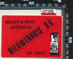 Sticker: Nieuwenhuis Muziek en Speelautomaten, Verzamelen, Ophalen of Verzenden, Zo goed als nieuw, Bedrijf of Vereniging