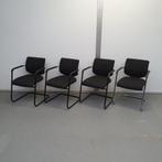Set 4x Klöber vergaderstoelen met nieuwe zwarte stof, Ophalen of Verzenden, Zwart, Stof, Vier