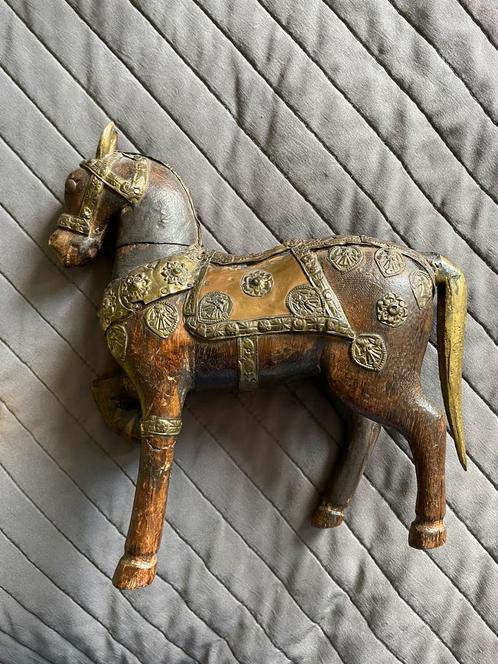 Antiek indiaas handgemaakt mahonie houten paard, Verzamelen, Beelden en Beeldjes, Zo goed als nieuw, Dier, Ophalen of Verzenden