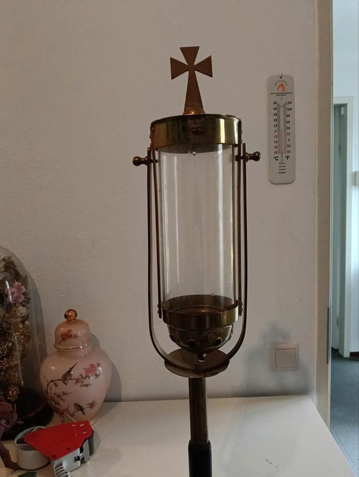 Antieke Processielantaarn met Kruis, Antiek en Kunst, Antiek | Religie, Ophalen of Verzenden