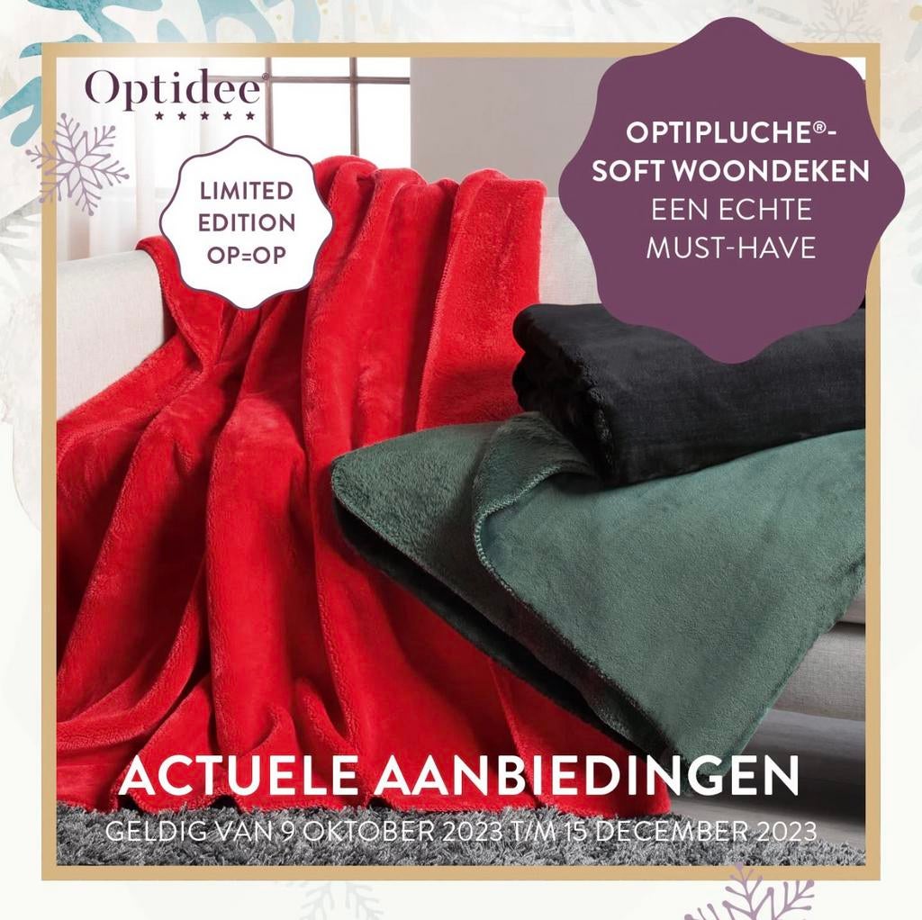 VERKOCHT! Optidee LIMITED EDITION soft woondeken zwart, Verzenden, Nieuw