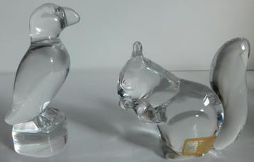 Hadeland Norway Crystal Glass, Papegaai + Eekhoorn