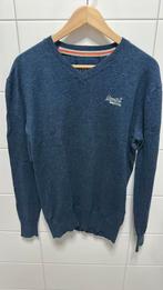 Superdry pullover, v-hals, maat L, staalblauw, Ophalen of Verzenden, Zo goed als nieuw