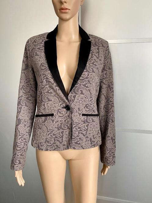 G231 Yaya maat 38=M jasje kant blazer colbert grijs/zwart, Kleding | Dames, Jasjes, Kostuums en Pakken, Zo goed als nieuw, Jasje