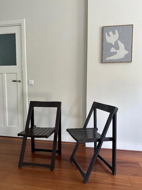 2x vintage klapstoel van Aldo Jacober, Huis en Inrichting, Stoelen, Gebruikt, Twee, Hout, Zwart, Ophalen