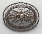 Sierlijke oude zilver filigrain broche, zilveren bolletjes (, Sieraden, Tassen en Uiterlijk, Antieke sieraden, Ophalen, Zilver