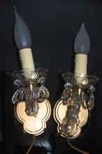 Brocante set fonkelende wandlampen met pegels, Verzenden