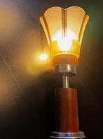 Vintage Jaren 70 Tafellamp met Oker Glazen Kelk, Huis en Inrichting, Lampen | Tafellampen, Vintage / Seventies / Mid Century, Ophalen of Verzenden