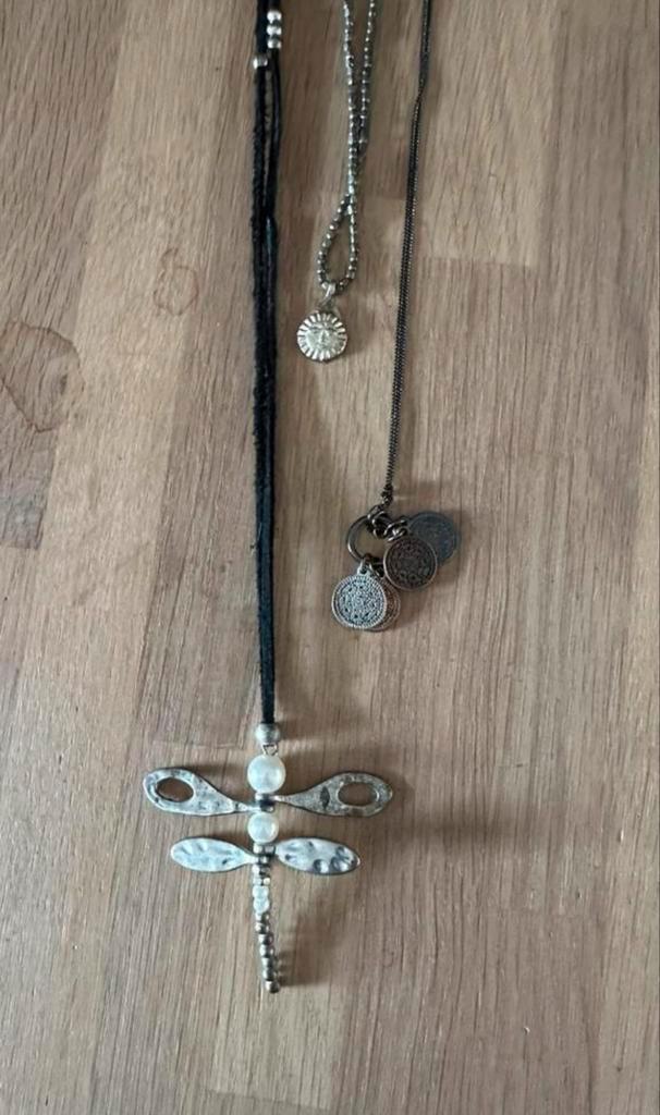 Ketting Set van 3, Sieraden, Tassen en Uiterlijk, Kettingen, Gebruikt, Overige materialen, Zilver, Met hanger, Ophalen of Verzenden