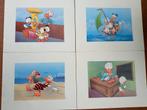 Vier mooie vintage prenten van Donald Duck, Walt Disney, Verzamelen, Disney, Verzenden, Donald Duck, Gebruikt