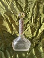 Liqueur fles geslepen glas, Ophalen, Zilver