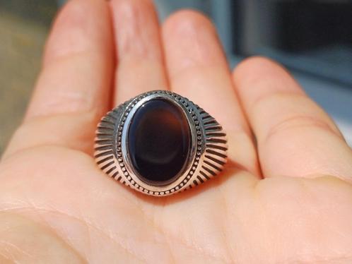 Vanoli 925 zilveren heren ring met sardonyx maat 20,5, Sieraden, Tassen en Uiterlijk, Ringen, Nieuw, Heer, 20 of groter, Zwart