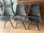 3 Velvet kuipstoelen met metalen poten, Huis en Inrichting, Stoelen, Ophalen, Gebruikt, Drie, Modern/Scandinavisch