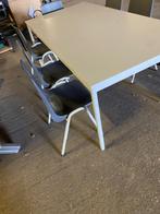 grote kantine/kantoor tafel 200x100 met 8 stapelbare stoelen, Ophalen, Gebruikt, 200 cm of meer, 50 tot 100 cm