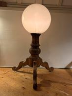 Staande bollamp op notenhouten voet, Ophalen, Gebruikt, Kunststof, 75 cm of meer