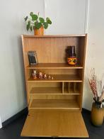 Vintage Deens boekenkastje met klep van eikenfineer, Ophalen, Gebruikt, 100 tot 150 cm, 50 tot 100 cm