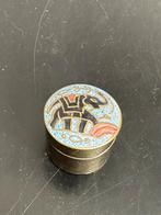 Chinees pillendoosje cloisonne olifantje decor 2.5 cm, Ophalen of Verzenden