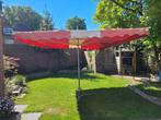 2 rode witte parasol marktparasol horecaparasol 4 x 3 meter, Tuin en Terras, Ophalen, Gebruikt