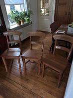Houten Keukenstoelen Set (3 of 4) - DIY Project, Huis en Inrichting, Ophalen, Gebruikt, Hout, Drie