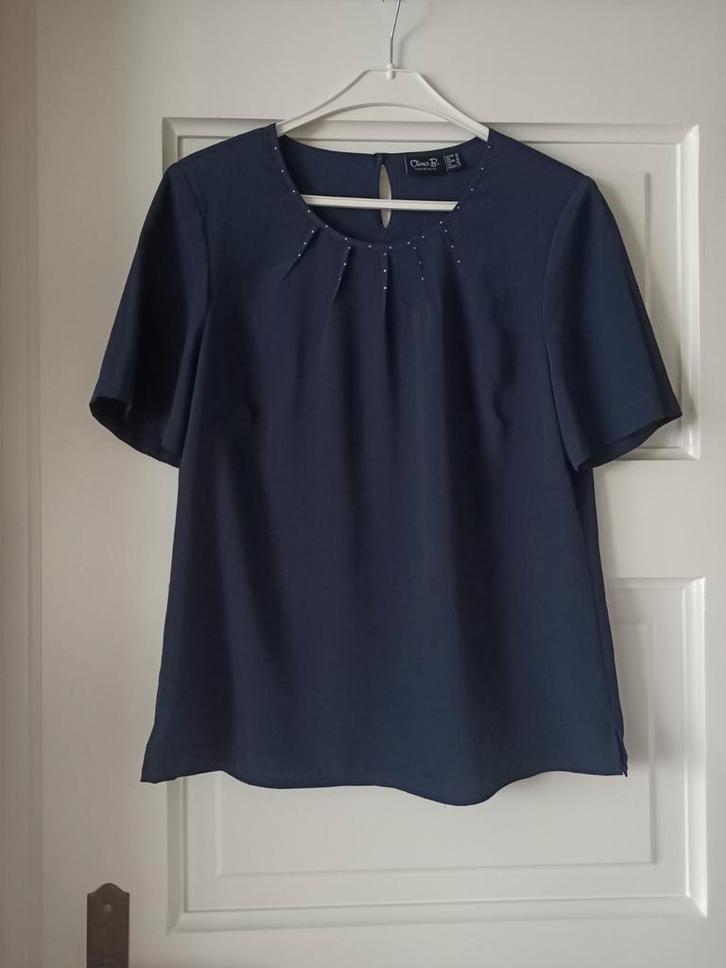 Donkerblauwe top / blouse Maat 38 Oscar B., Kleding | Dames, Tops, Zo goed als nieuw, Maat 38/40 (M), Blauw, Ophalen of Verzenden