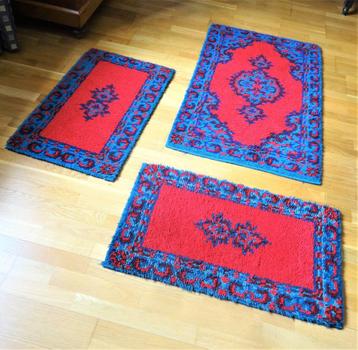 Set van  3 Smyrna Leacril tapijten, handgeknoopt.