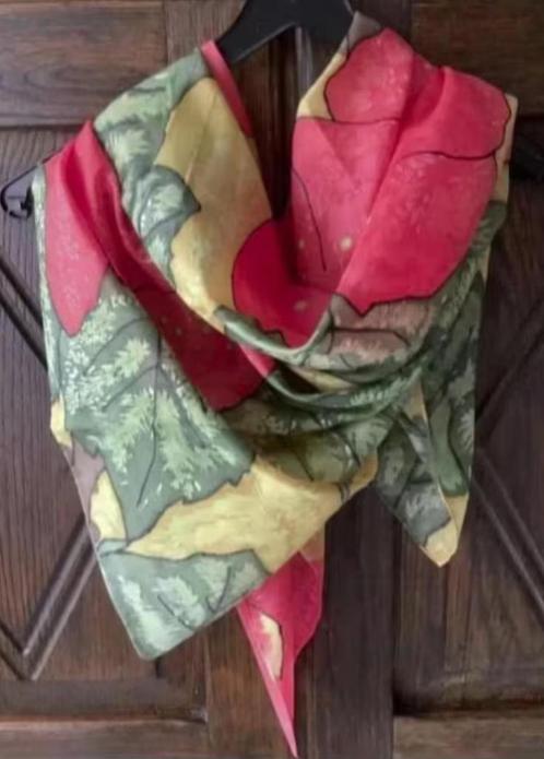 Shawl, sjaal, das, doek, hoofddoek; bladeren felle kleuren, Kleding | Dames, Mutsen, Sjaals en Handschoenen, Zo goed als nieuw