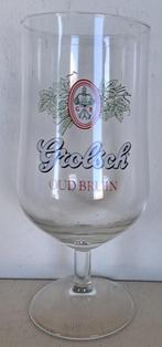 Grolsch Bierglas Oud Bruin op voet met logo 3, Ophalen of Verzenden, Gebruikt, Glas of Glazen, Grolsch