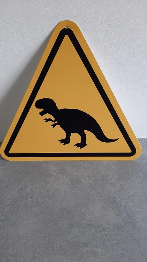 Dino gevaren bord driehoek gevaar voor dinosaurussen bordje, Kinderen en Baby's, Kinderkamer | Inrichting en Decoratie, Zo goed als nieuw