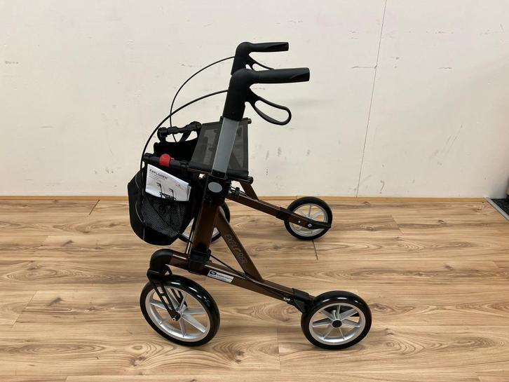 Explorer bruin XXL rollator met zachte wielen, Diversen, Rollators, Nieuw, Opvouwbaar, Ophalen