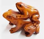 Boxwood Netsuke van een kikker met 2 jongen, Antiek en Kunst, Ophalen of Verzenden