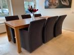 Teakhouten eettafel met 6 ruime stoelen., Ophalen