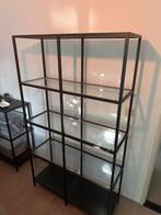 Zwart/glazen stellingkast  (LBH= 36x100x175cm), Ophalen, Zo goed als nieuw