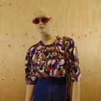 Vintage blouse bloemenprint maat 42 | 0960, Bruin, Verzenden, Maat 42/44 (L), Zo goed als nieuw