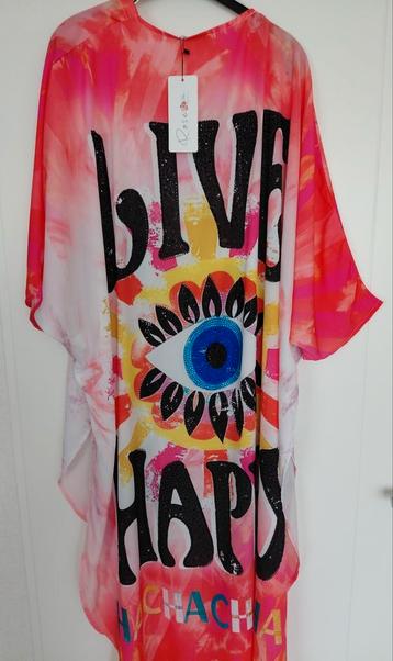 Nieuw gave Ibiza style LIVE HAPPY  kimono 1 maat  beschikbaar voor biedingen