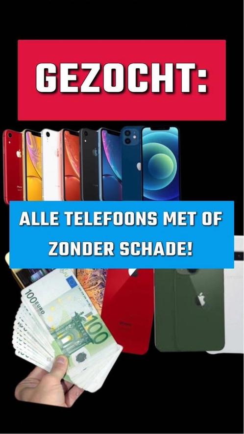 DIRECT CASH VOOR AL JOUW TELEFOONS MET OF ZONDER SCHADE!, Telecommunicatie, Mobiele telefoons | Apple iPhone, Zo goed als nieuw