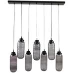 NIEUWE! hanglamp 7-lichts ZAINA zwart+smoke, slechts €100,00, Ophalen of Verzenden, Nieuw, Glas, 75 cm of meer