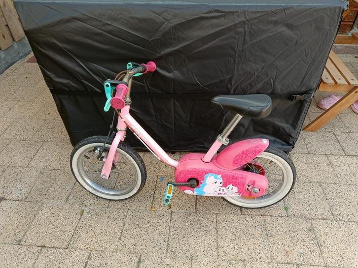 Kinderfiets 14 inch Decathlon Unicorn met zijwieltjes, Fietsen en Brommers, Fietsen | Kinderfietsjes, Gebruikt, Minder dan 16 inch