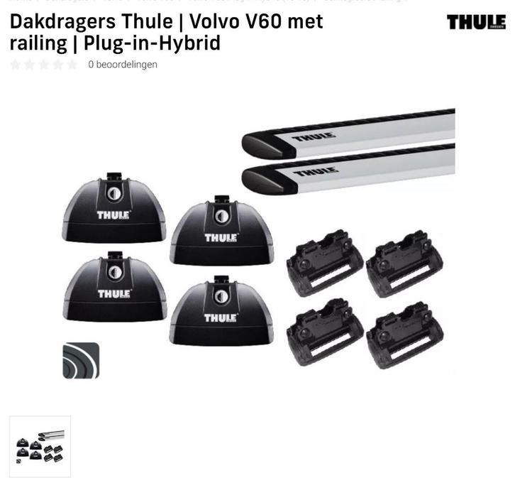 Dakdragers Volvo V60 Plug-in-Hybrid 2013-2018, Auto diversen, Dakdragers, Zo goed als nieuw, Ophalen of Verzenden