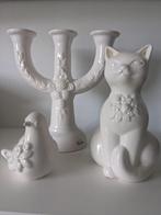 Set Rosa Ljung, kandelaar, poes en vogel, Ophalen of Verzenden