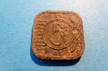 Zeer mooie 5 Cent Zink 1941 uit 2e Wereldoorlog bodemvondst  beschikbaar voor biedingen